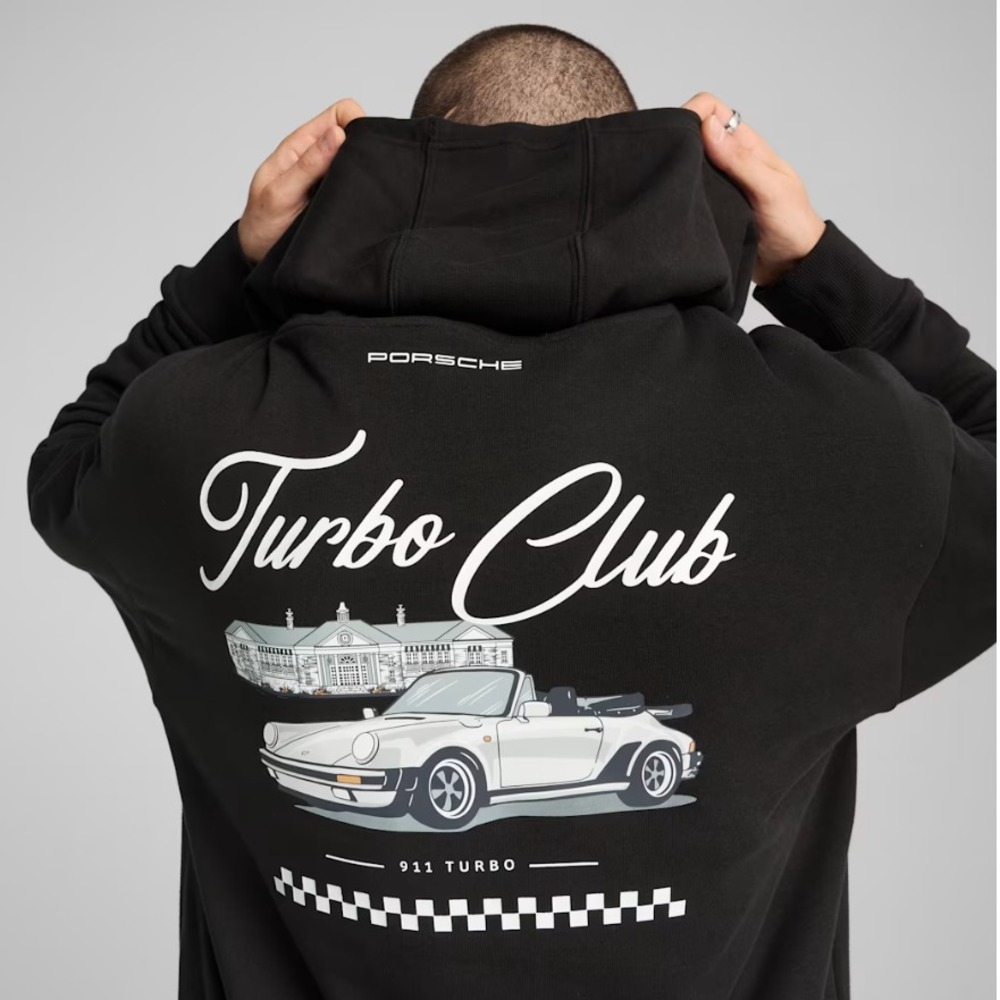 Puma Porsche Turbo Club sweatshirt mens M Medium black 630276 01 graphic hoodie